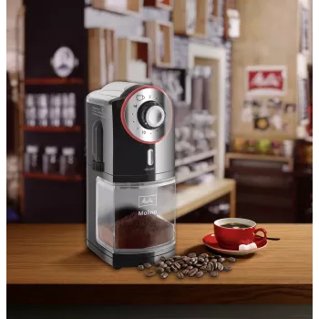 Kavos malūnėlis Melitta Molino 100 W juodas, raudonas, nerūdijantis plienas
