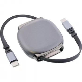 USB-C laidas InLine 35850, 100 W galios tiekimas, 0,80 m, juodas/pilkas