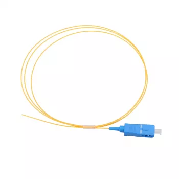Pigtail SC/UPC PVC vienmodis Extralink G.657.A1 FTTH 900 µm 1 m geltonas