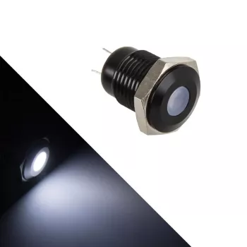 Apšviestas vandalams atsparus mygtukas Lamptron LAMP-SW2004-H, juodas polikarbonatas, baltas taškas