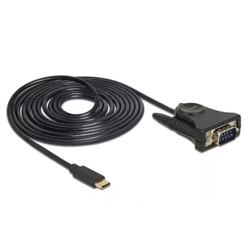 Delock 62964 USB-C į RS-232 DB9 serijinis adapteris, 1,8 m, juodas