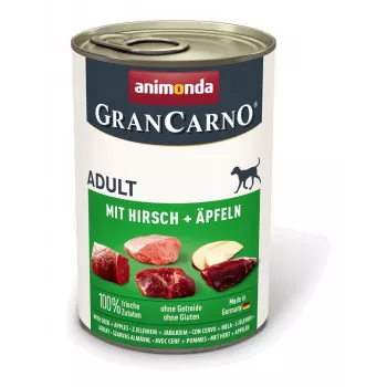 Šlapias šunų ėdalas Animonda GranCarno Adult – Kiauliena su elniena ir obuoliu, 400 g, be grūdų, 10,5 % baltymų