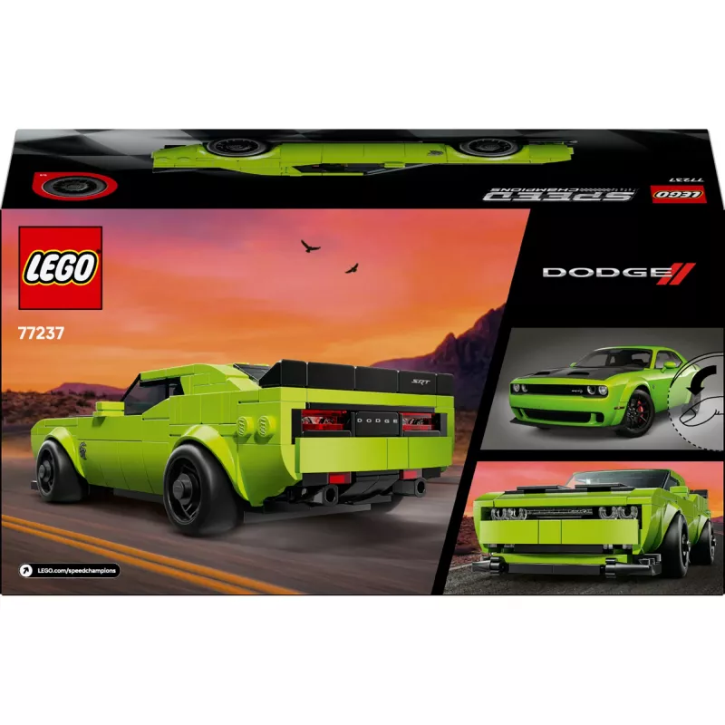 Konstrukcinis automobilis LEGO Speed Champions Dodge Challenger SRT Hellcat 77237 — 390 dalių, 1 minifigūrėlė, nuo 9 metų