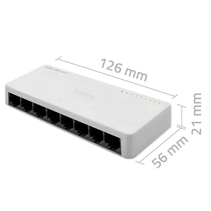 Tinklo jungiklis QOLTEC 52246 – 8 x RJ45 prievadai, 100 Mbps