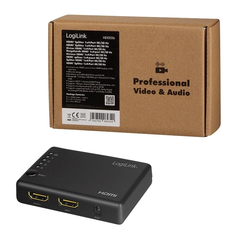 HDMI skirstytuvas 1x4, 4K/30Hz