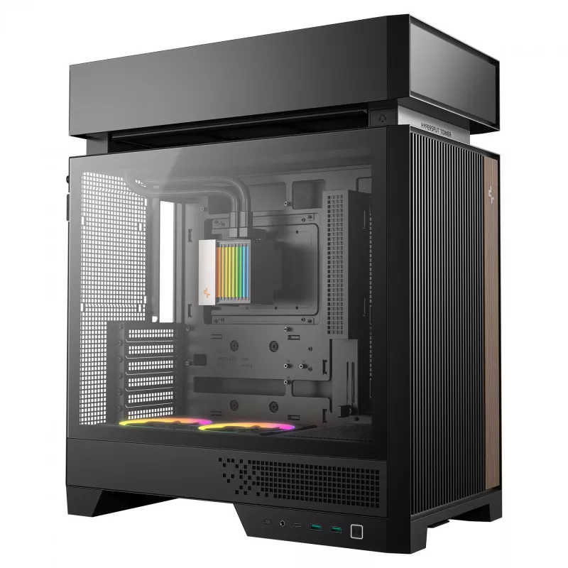 Kompiuterio korpusas DeepCool CL6600 Black – ATX/micro-ATX/Mini-ITX, ATX/PS2/SFX/SFX-L maitinimo šaltiniai, 140 mm priekiniai ventiliatoriai, 120/140 mm viršuje/gale, 2.5/3.5 colio diskai