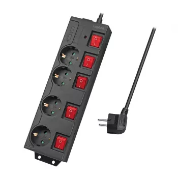 Prailginimo laidas LogiLink LPS251 1,5 m 4 AC lizdai vidaus juodas
