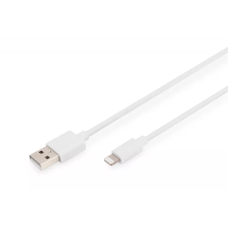 DIGITUS - Lightning laidas - Lightning (kištukas) į USB-A (kištukas) - 1,0 m - Dviguba izoliacija - Baltas - Lietas - Apple iPad/iPhone/iPod (Lightning) (DB-600106-010-W)