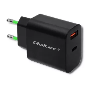 Maitinimo adapteris Qoltec 51713, 18 W, USB Type-C, juodas