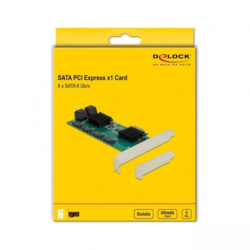 DeLOCK 8 prievadų SATA PCI Express x1 kortelė, Low Profile formos faktorius