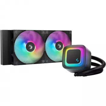 Vandens aušintuvas DeepCool LE240 V2 240mm, 2x120mm ventiliatoriai, hidraulinis guolis, AM5 palaikymas, 41 cm vamzdeliai, juodas