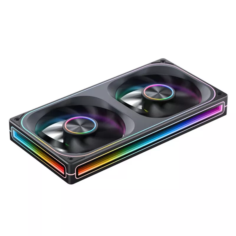 Ventiliatorių rinkinys 120mm x2 ARGB PWM, Jonsbo ZA-240 Infinity Mirror 240mm juodas
