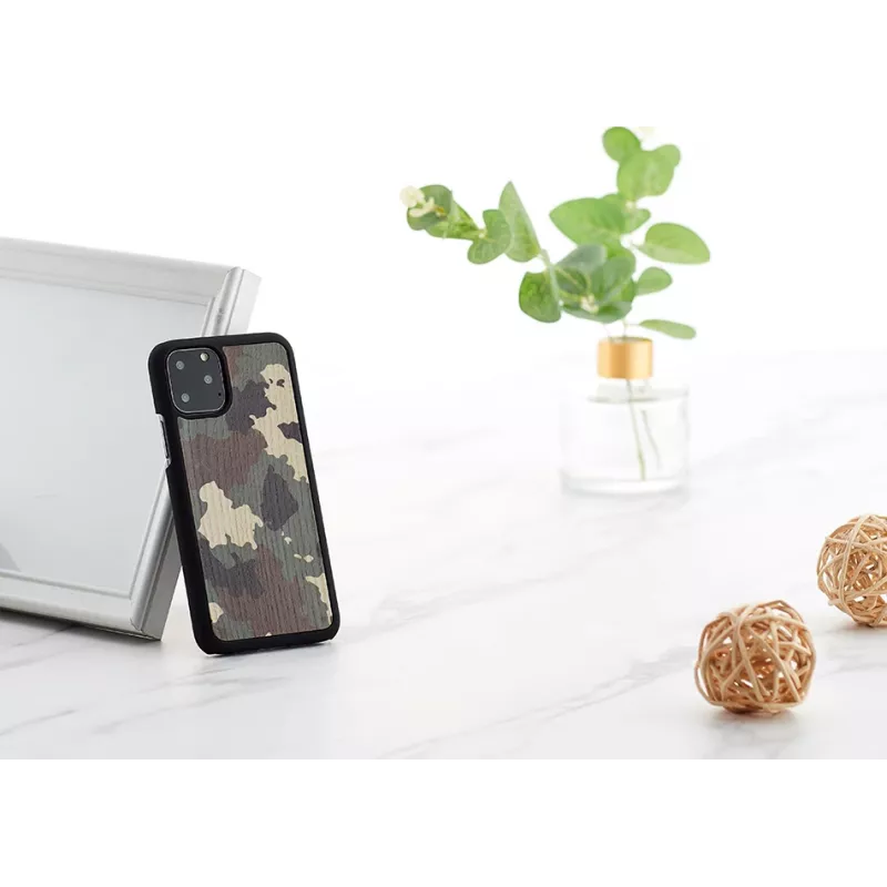 Apsauginis dėklas iPhone 11 Pro, man and wood, kamufliažinis juodas, natūrali mediena