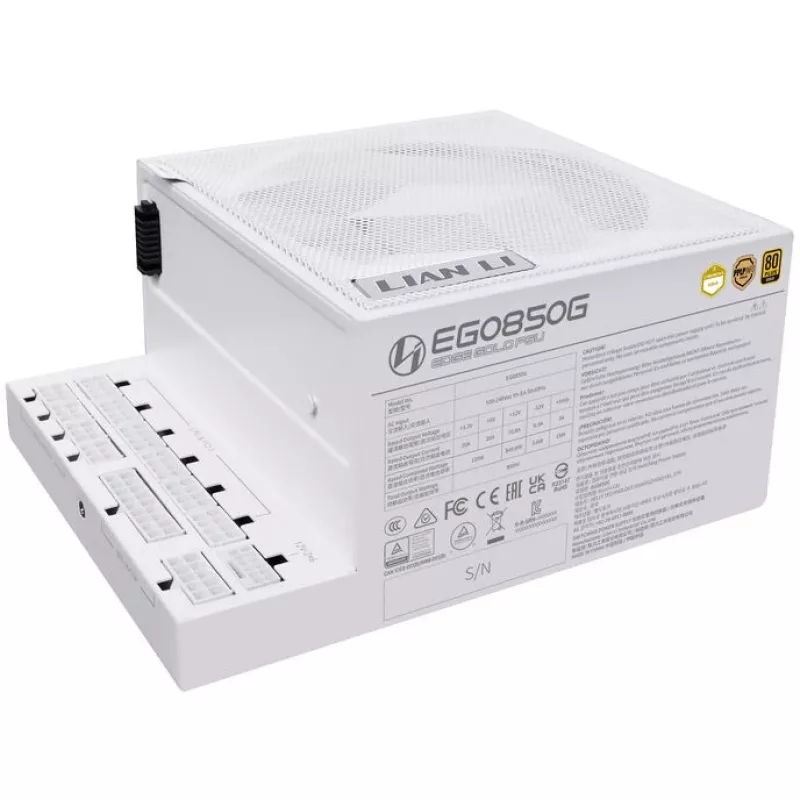 Lian Li EDGE GOLD 850 80 PLUS Gold maitinimo blokas, PCIe 5.1, ATX 3.1 - 850 W, baltas