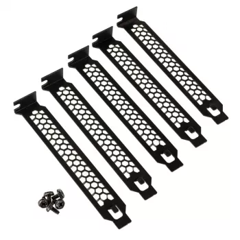 PCI lizdų dangtelių rinkinys 5 vnt. juodi Kolink KL-PCIE-5 — metaliniai tuščių lizdų užpildai