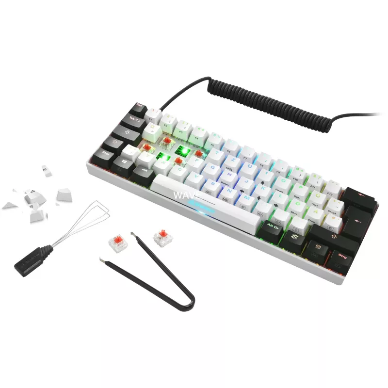 SKILLER SGK50 S4 žaidimų klaviatūra balta/juoda, PT išdėstymas, Kailh Red jungikliai