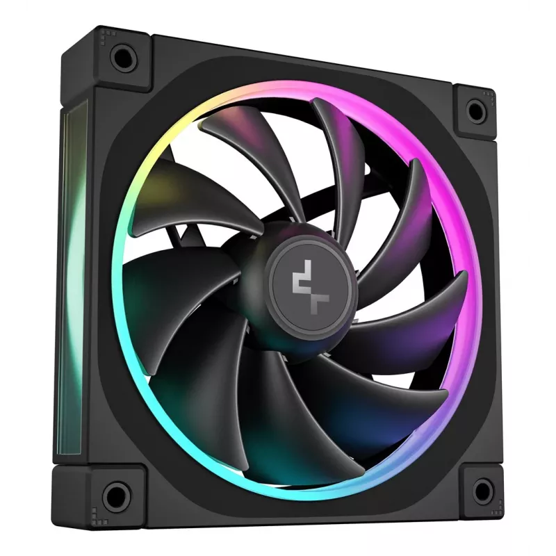 120 mm ventiliatorius DeepCool FL12 3-in-1 juodas, 120×25 mm, 2150 RPM, Fluid Dynamic Bearing, PWM, 55 CFM, 32 dB, 3 vnt. pakuotė