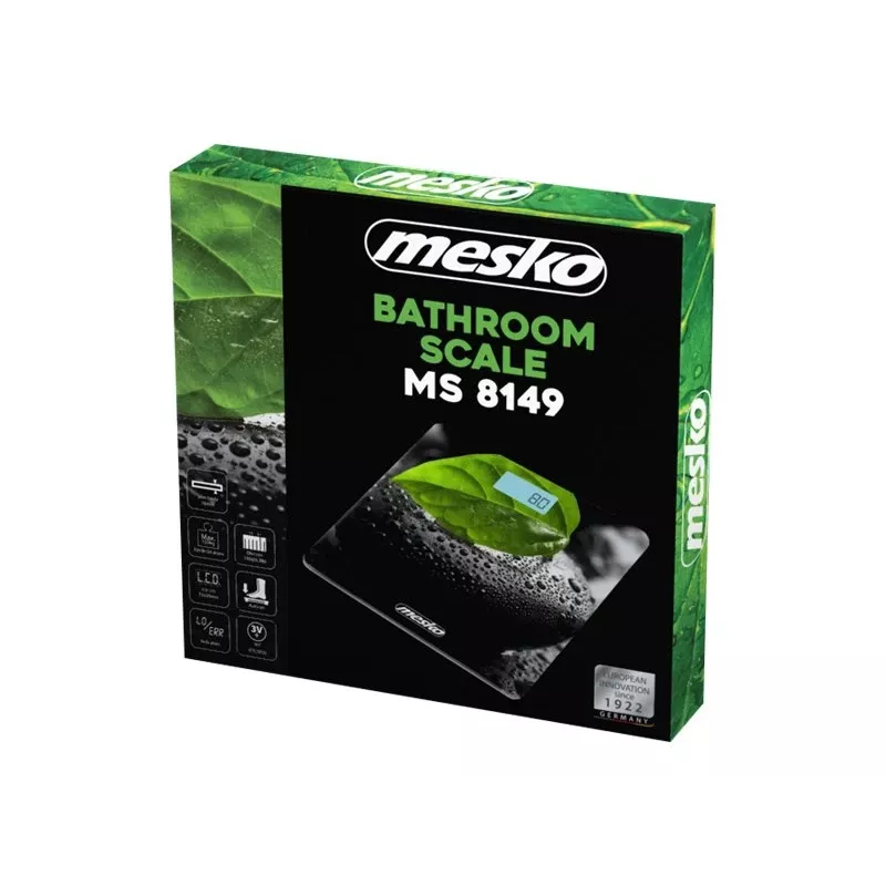 Svarstyklės Mesko MS 8149 Maksimalus svoris 150 kg Tikslumas 100 g Juoda žalia