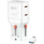 Pasaulinis kelioninis įkroviklis World 65W USB-C + USB-A baltas