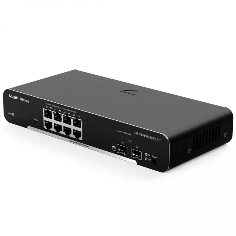 Ruijie Networks RG-NBS3100-8GT2SFP valdomas L2 tinklo jungiklis Gigabit Ethernet (10/100/1000) juodas