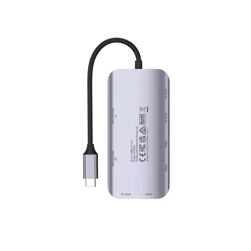USB-C HUBAS Unitek D1122A01 su 2x HDMI 4K ir 100W Power Delivery