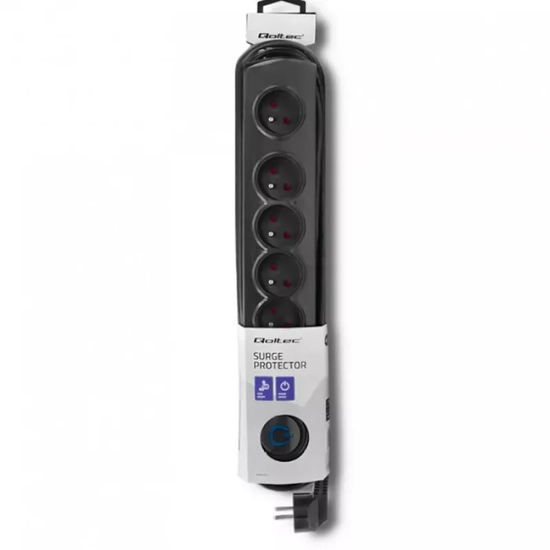 Apsauginis filtras Qoltec 50172 Juodas 6 AC lizdai 230V 5m