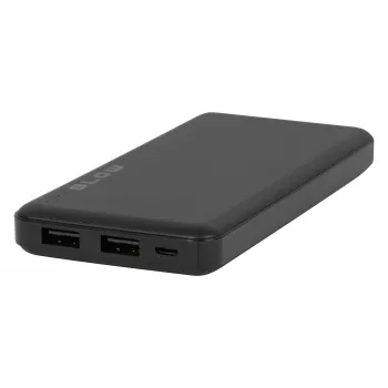 Nešiojamas power bank BLOW PB10A 10000mAh polimerinė baterija, 2x USB-A išėjimai, 22,5W bendra galia, Micro‑USB įėjimas, juoda