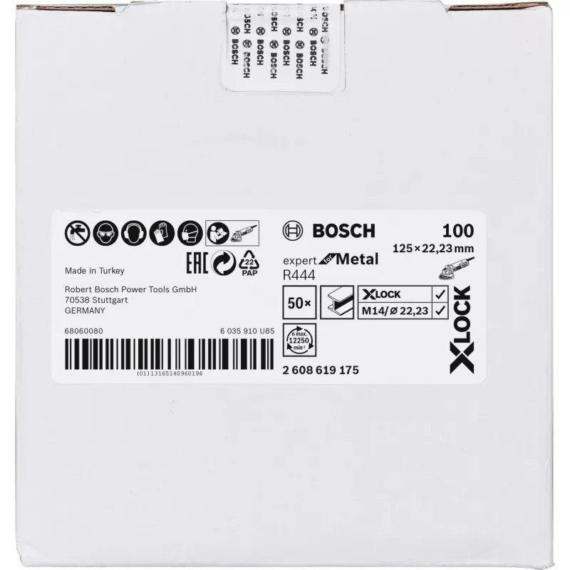 Bosch 2 608 619 175 šlifavimo ir poliravimo diskas plienui, 125 mm, X-LOCK, grūdėtumas 100