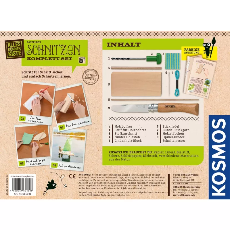 Kosmos Schnitzen Komplett-Set, eksperimentų rinkinys, nuo 8 metų, įvairiaspalvis