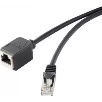 Eterneto prailginimo kabelis Renkforce 1464707 RJ45 Cat 5e 1 m Juoda