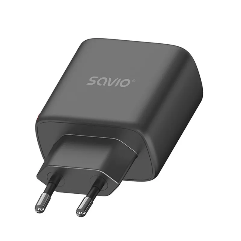 Laikiklis SAVIO LA-06/B USB Type-C 30W Power Delivery 1x USB-C Juodas, 5–20V, 3A/9V, 3A/5V, 3A/12V, 2.1A