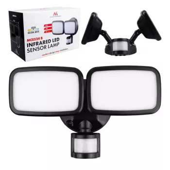 LED sieninis šviestuvas MACLEAN MCE524 su PIR judesio davikliu, modelis MCE524 B