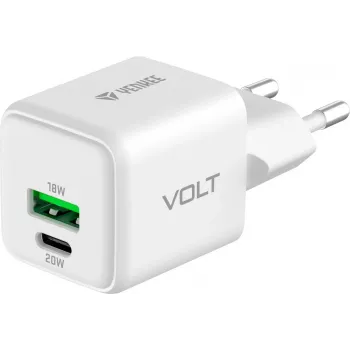 Sieninis USB-C / USB-A įkroviklis YENKEE YAC G38 20W 3A Power Delivery