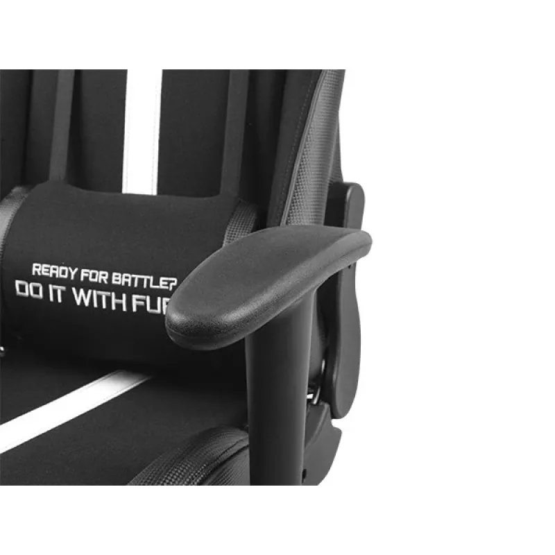 Žaidimų kėdė FURY Avenger XL universali, paminkštinta sėdynė, juoda, balta