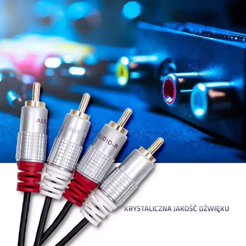 Qoltec 52338 audio kabelis 2 x RCA (kištukas) / 2 x RCA (kištukas), 3 m, juodas