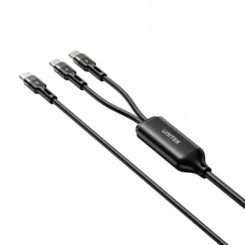 USB-C 2-in-1 kabelis Unitek C14146ABK01 1,8 m, USB-C į USB-C, 100 W PD, juodas