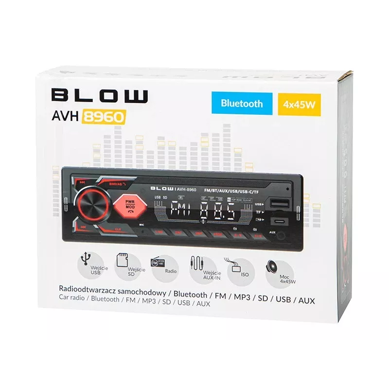 Automagnetola BLOW AVH-8960 1DIN su RDS, Bluetooth ir USB-C