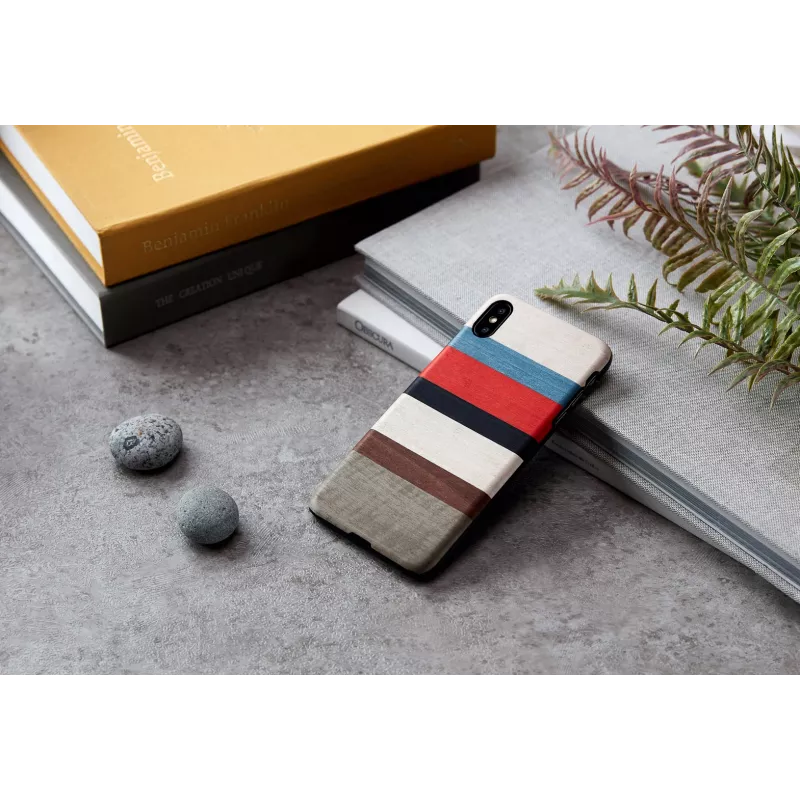 Korpusas iPhone X/XS iš medžio ir polikarbonato — Corallina White (man and wood)