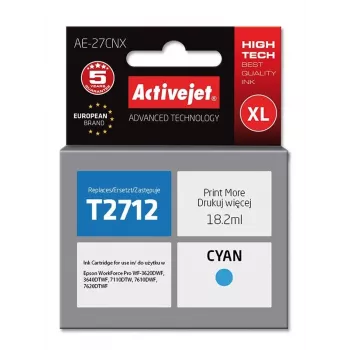 Activejet AE-27CNX rašalas (Epson 27XL T2712 pakaitalas; Supreme; 18 ml; žydra)