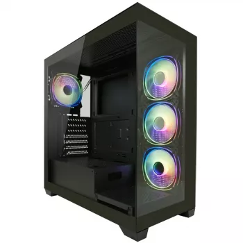 LC-Power korpusas MidiTower 715B juodas USB3.2 / Audio be maitinimo šaltinio SEAMLESS_X LC-715B-ON