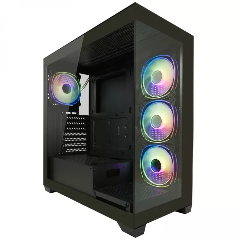 LC-Power korpusas MidiTower 715B juodas USB3.2 / Audio be maitinimo šaltinio SEAMLESS_X LC-715B-ON