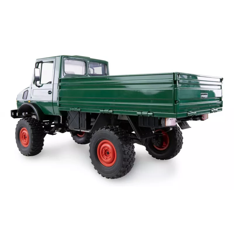 Valdomas automobilis Amewi Mercedes‑Benz Unimog 1:12 mastelis 4WD, žalias