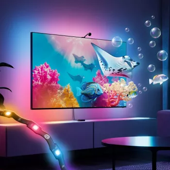 „Nanoleaf 4D V2“ TV ekrano veidrodinis rinkinys su šviesos juostomis (televizoriams ir monitoriams iki 65 colių) | 24 W | Daugiaspalvis RGB
