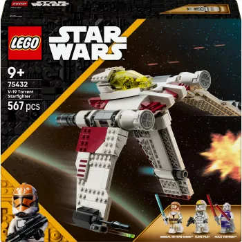 LEGO Star Wars V-19 Torrent Fighter 75432 statybinis rinkinys — 567 dalių, 3 minifigūrėlės, demonstravimo ir žaidimo modelis