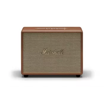 Belaidis garsiakalbis MARSHALL Woburn III Brown – kelių kambarių, Bluetooth, Wi‑Fi, analoginiai įėjimai