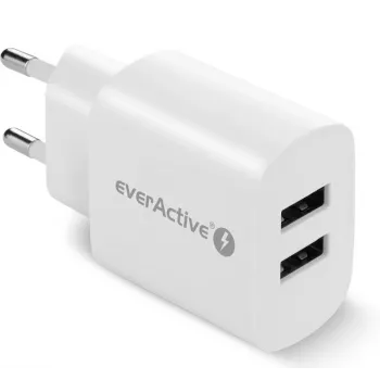 Sieninis įkroviklis EverActive SC-220 2xUSB 2,4A 12W baltas