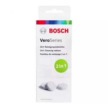 Valymo tabletės kavos aparatams Bosch TCZ8001A, 10 vnt., baltos