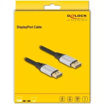DeLOCK DisplayPort kabelis 16K 60 Hz 2 m sidabrinis metalinis