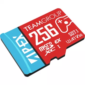 „Team Group APEX SD7.1“ MicroSD Express atminties kortelė 256 GB, raudona/mėlyna