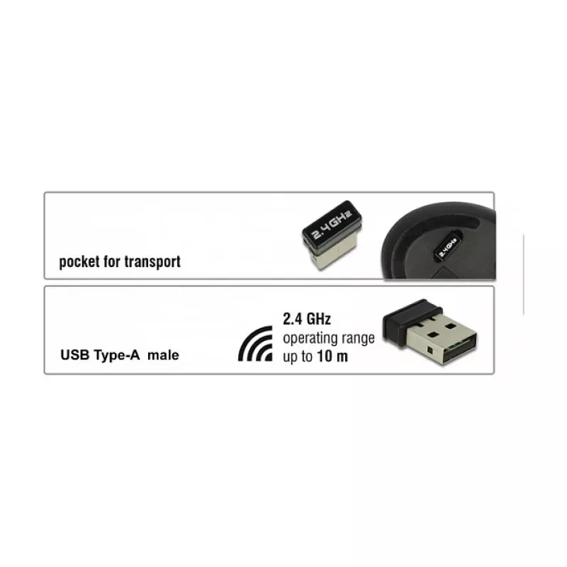 Pelė DeLOCK 12528 RF belaidė optinė 1000 DPI
